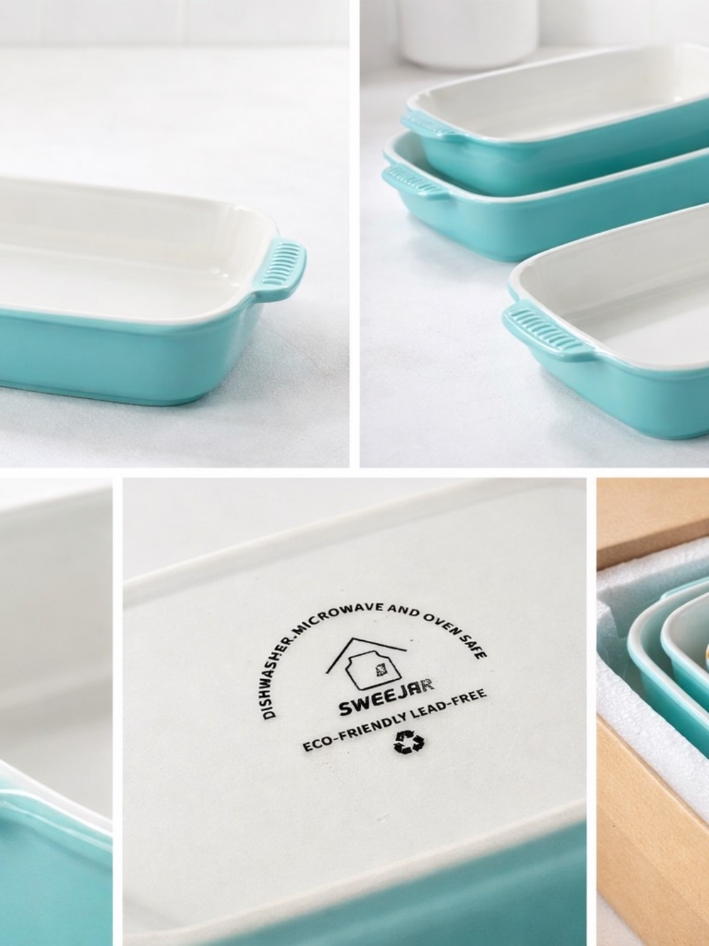 Turquoise Ceramic Baking Dish - Oven & Dishwasher Safe three piece set brand new